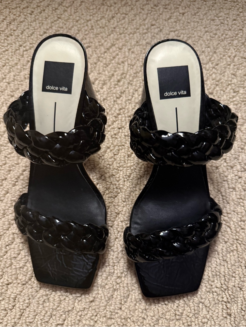 Dolce Vita Black Braided Two-Band Slide Heels